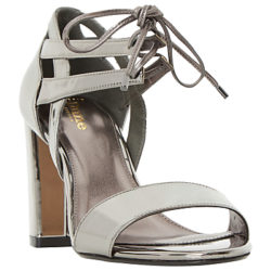 Dune Wide Fit Moroco Block Heeled Sandals, Pewter Metallic